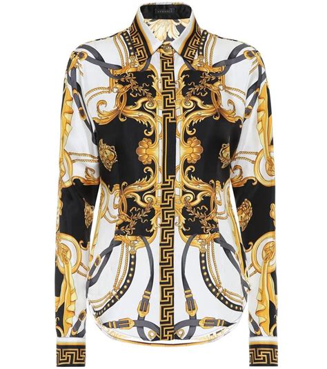 camicia in seta versace donna stampa spagnola|Camicia in twill di seta stampata VERSACE da donna .